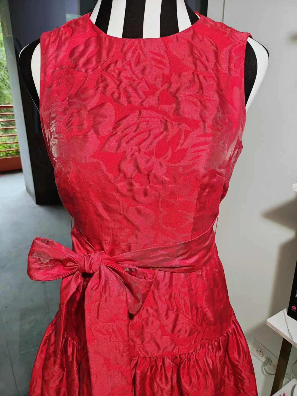 Kate Spade Julia Tropical Foliage Brocade Drop-Waist Dress, Size 00
